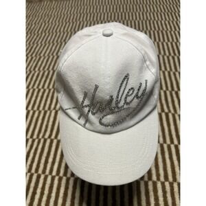 Harley-Davidson White Cap with Silver Script Rhinestones